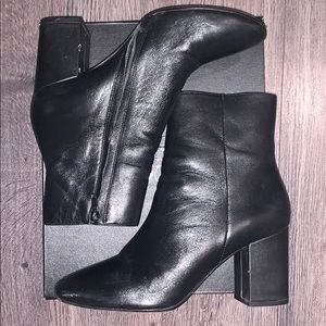 Black leather ankle boots